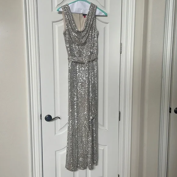 Vince Camuto Silver Sequin Jumpsuit - Picture 2 of 7